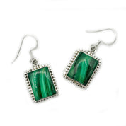 malachite silver gemstone earrings