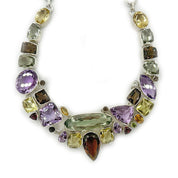 amethyst topaz multi gemstone sterling silver necklace