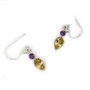 lemon quartz amethyst sterling silver earrings