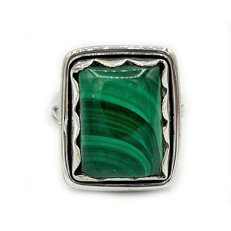 malachite sterling silver gemstone ring