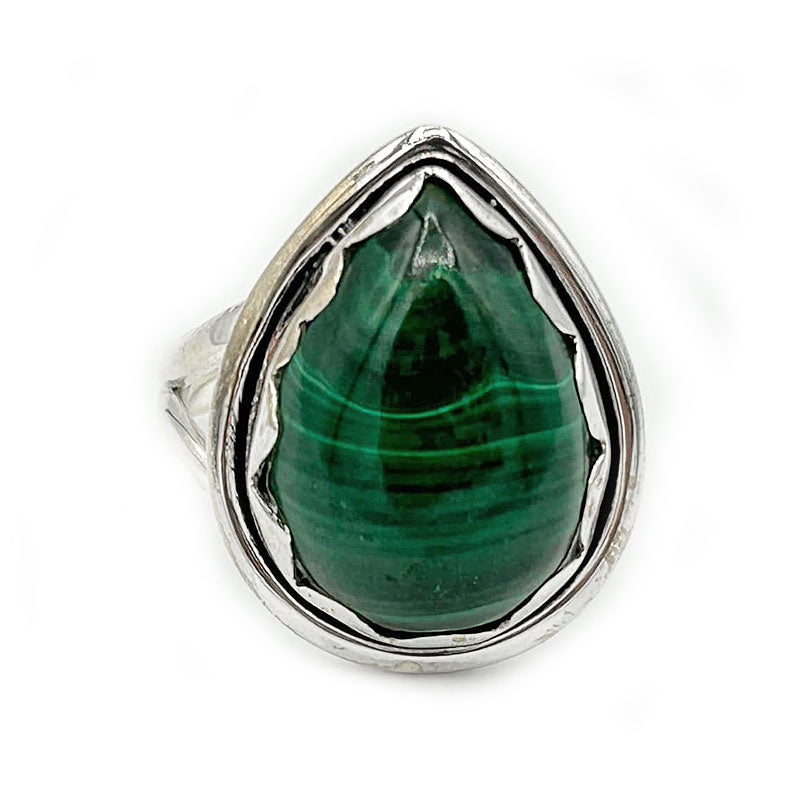 malachite sterling silver gemstone ring