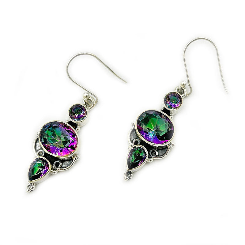 mystic topaz silver gemstone earrings