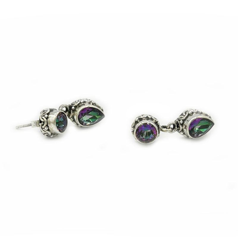 mystic topaz silver gemstone earrings