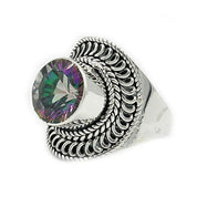 mystic topaz silver gemstone ring