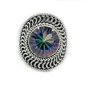 mystic topaz silver gemstone ring