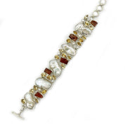 biwa pearl citrine orange tourmaline sterling silver gemstone bracelet