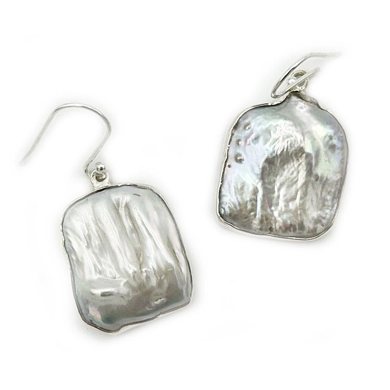 biwa pearl sterling silver gemstone earrings