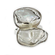 biwa pearl sterling silver gemstone ring