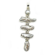 biwa pearl sterling silver gemstone pendant