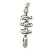 biwa pearl sterling silver gemstone pendant