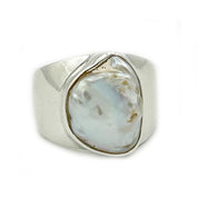 pearl sterling silver gemstone ring