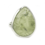 teardrop prehnite silver gemstone ring