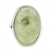 oval prehnite gemstone silver ring