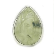 teardrop prehnite silver gemstone ring