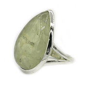 teardrop prehnite silver gemstone ring