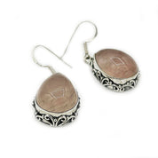 rose quartz silver gemstone earrings