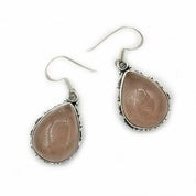 rose quartz silver gemstone earrings