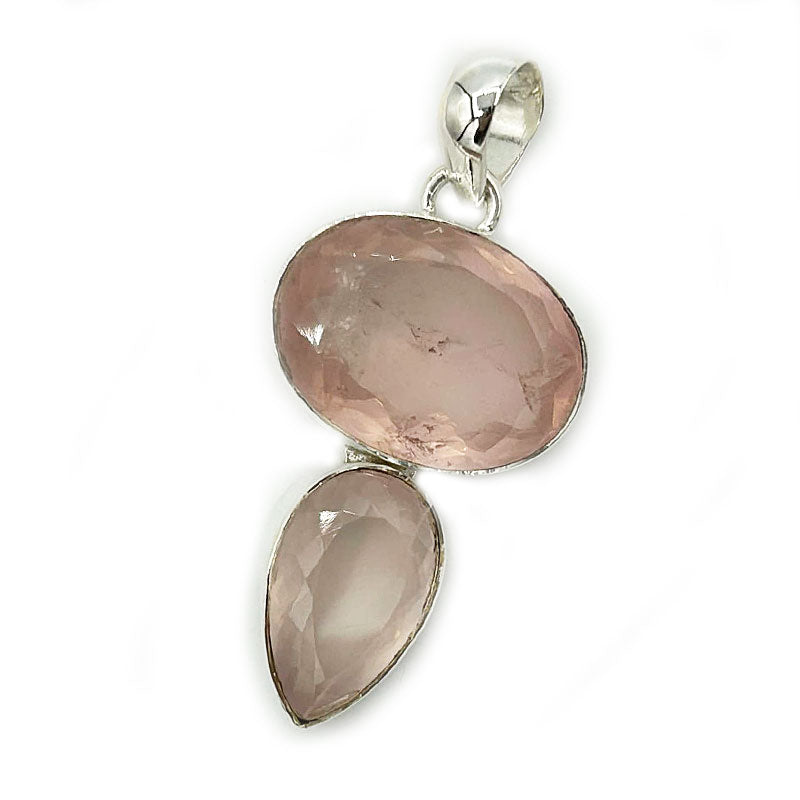 rose quartz sterling silver gemstone pendant