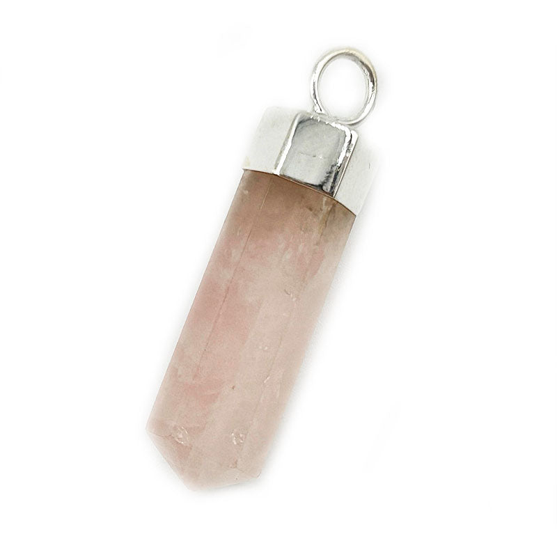 rose quartz silver point crystal pendant