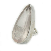 large rose quartz sterling silver gemstone ring