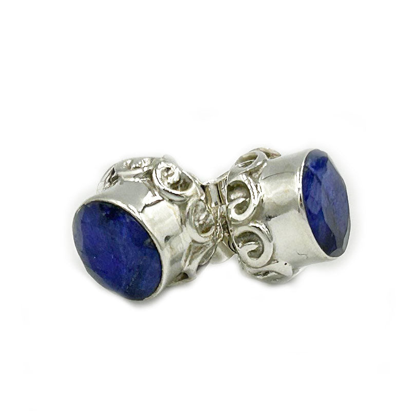 sapphire quartz silver gemstone stud earrings