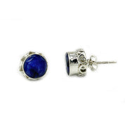 sapphire quartz silver gemstone stud earrings