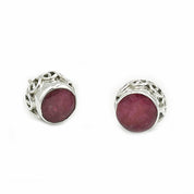 ruby quartz silver gemstone stud earrings