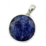 round sapphire quartz sterling silver gemstone pendant