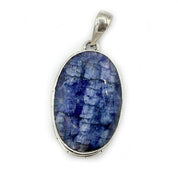 oval sapphire gemstone silver pendant