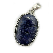 sapphire quartz oval sterling silver gemstone pendant