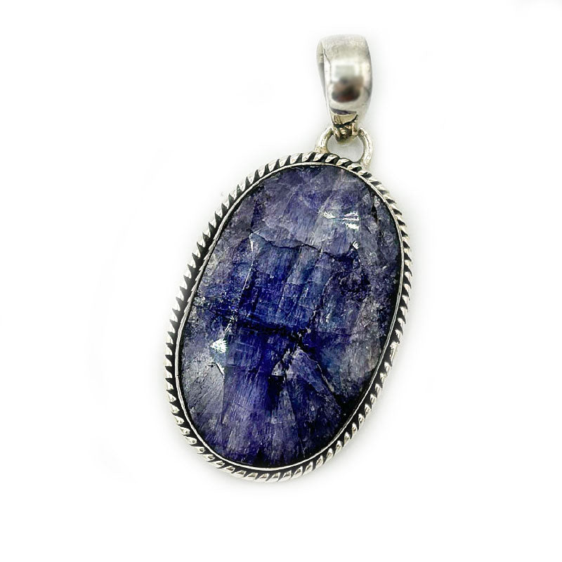 sapphire quartz oval sterling silver gemstone pendant