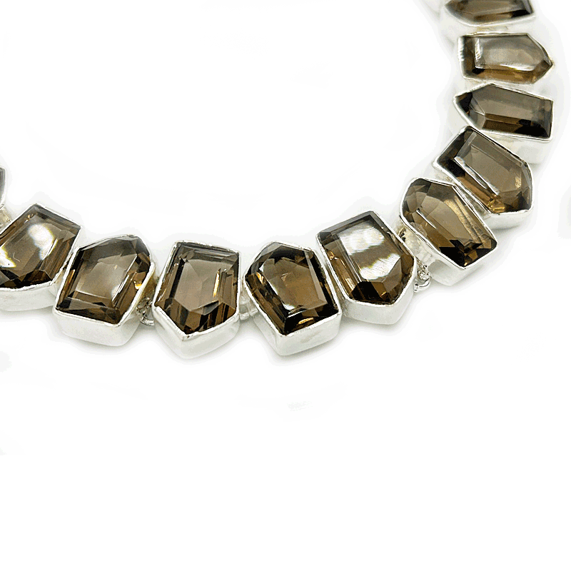 smoky quartz silver gemstone necklace