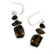 smoky quartz gemstone sterling silver earrings