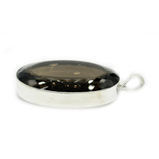 large smoky quartz oval silver gemstone pendant