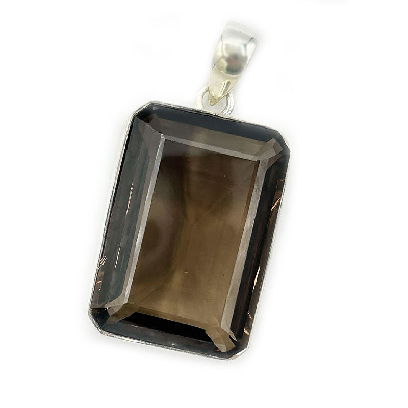 big smoky quartz sterling silver gemstone pendant