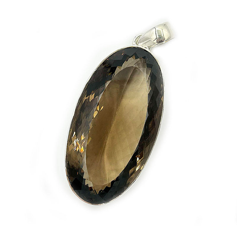 oval smoky quartz sterling silver gemstone pendant