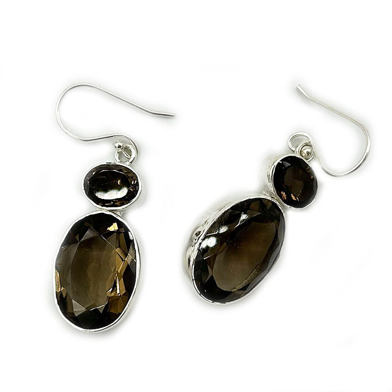 smoky quartz sterling silver gemston earrings