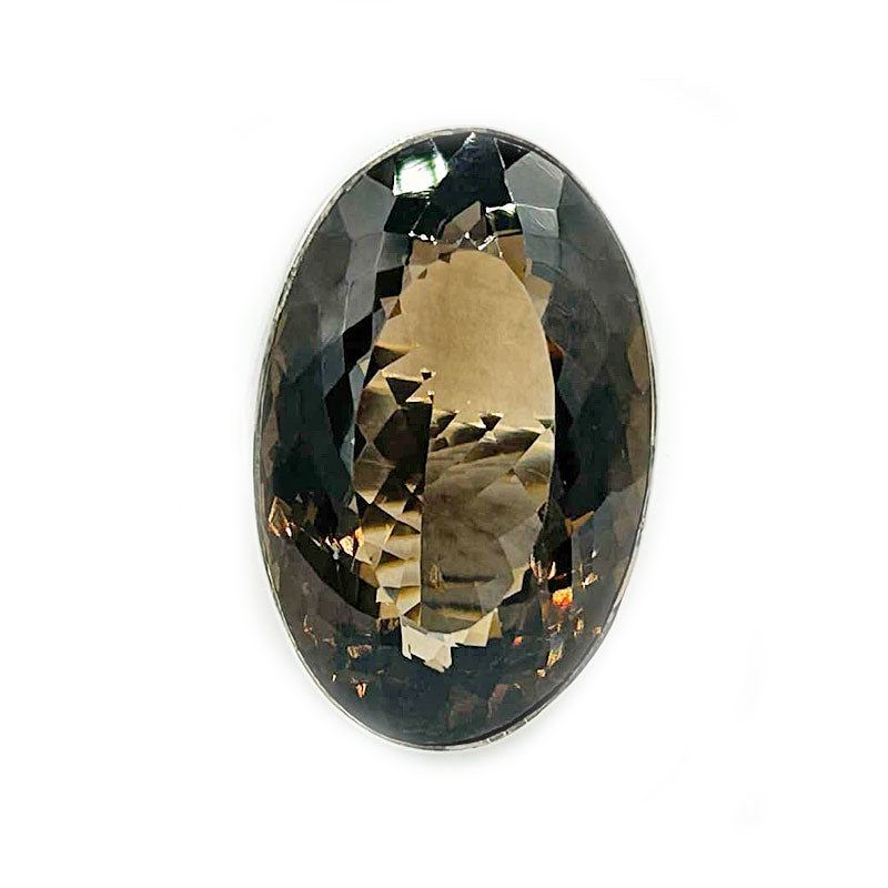 big oval smoky quartz sterling silver gemstgone ring