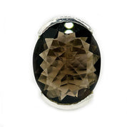 large oval smoky quartz sterling silver gemstone ring