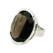 large oval smoky quartz sterling silver gemstone ring