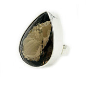 big chunky smoky quartz sterling silver gemstone ring