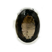 large oval smoky quartz sterling silver gemstone ring