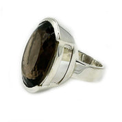 large oval smoky quartz sterling silver gemstone ring