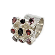 garnet amethyst smoky quartz sterling silver ring