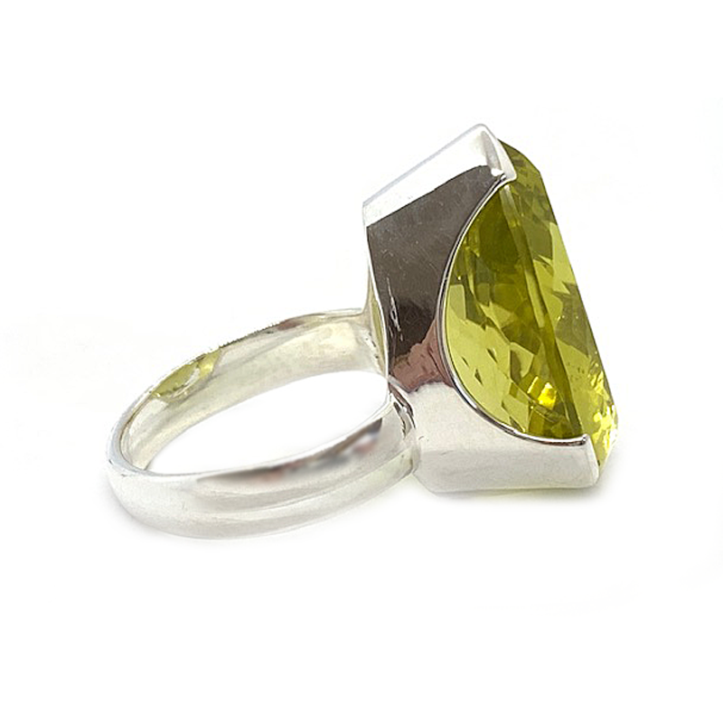 lemon quartz teardrop silver gemstone ring