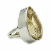 teardrop large citrine gemstone silver ring