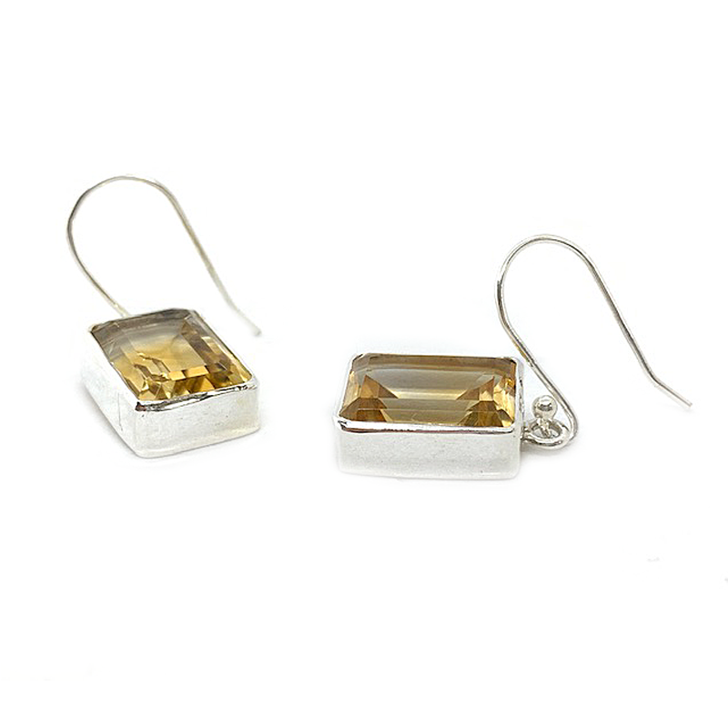 citrine gemstone silver earrings