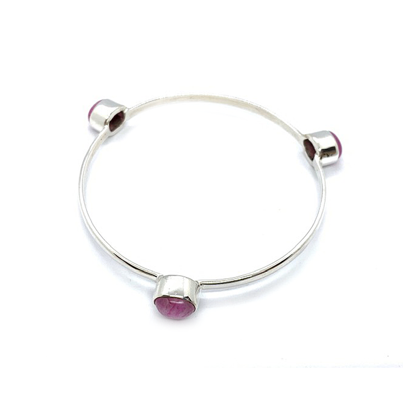 pink moonstone sterling silver gemstone bangle bracelet