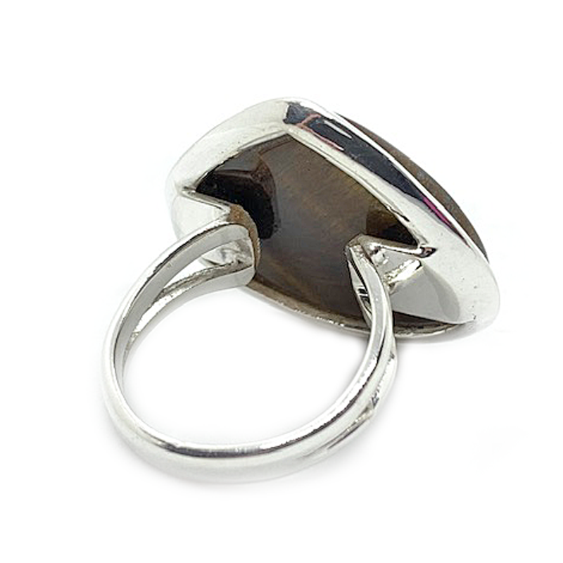 teardrop tiger eye gemstone silver ring