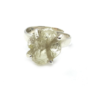 raw lemon quartz gemstone silver ring